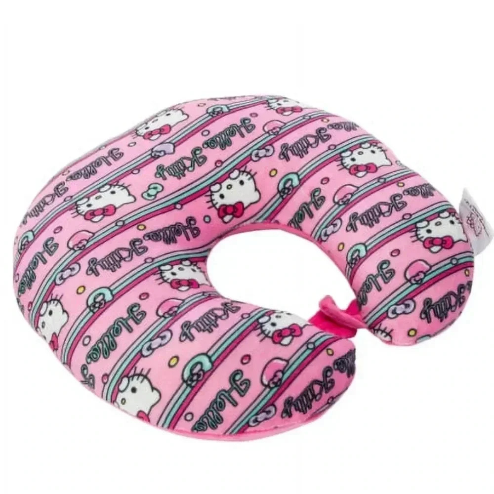 Pink black white Hello Kitty soft plush neck pillow gift travel accessory decor